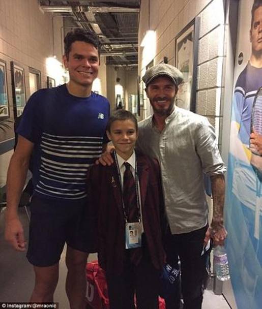 Raonic con Romeo e David Beckham: “Un successo e un incontro con il mio idolo David Beckham e suo figlio Romeo, è davvero un ottima serata” ha scritto il canadese su Instagram